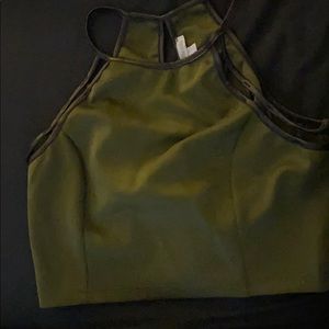 Army green crop top